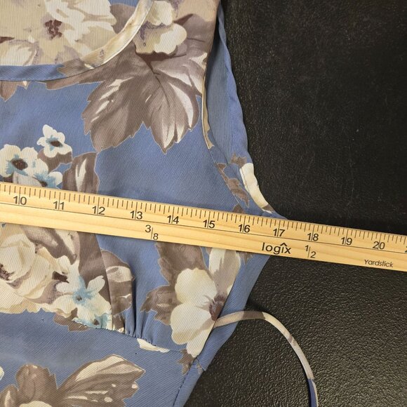 Vintage 90s Y2K Fairy Romantic Babydoll Sheer Floral Maxi Dress Blue Sleeveless - Picture 10 of 14